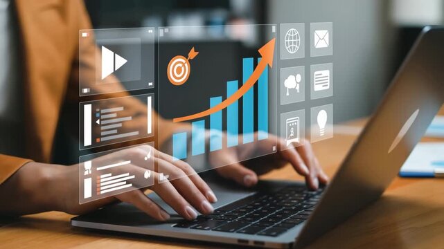 Digital Marketing Growth Graph with Rising Arrow