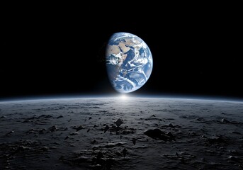 Earthrise from the moon s surface a breathtaking cosmic view