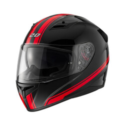 Black Motorcycle Helmet with Red Stripes and Visor