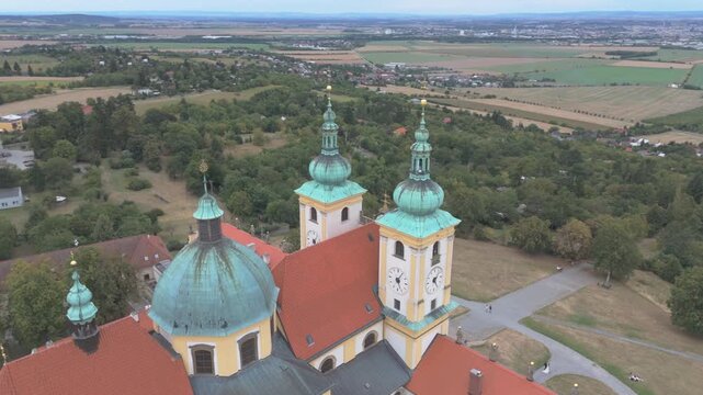 Aerial view of the baroque basilica of the visitation of the virgin mary in olomouc