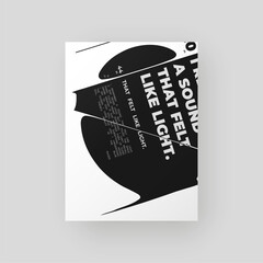Abstract black-and-white poster featuring liquid glass distortion and smooth refraction effects. A futuristic composition blending typography, reflection, and optical illusion