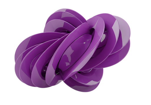 Abstract purple knot shape isolated on transparent background for modern decoration