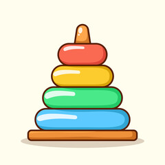 Cartoon Vector Stacking Ring Toy Illustration Glossy Colorful for Toddler, Early Childhood Education, and Play Concept