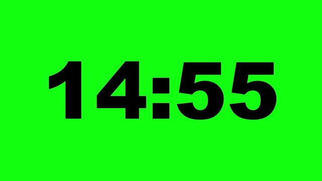 15 minute Countdown timer. 15 to 14 minute Countdown timer on green background. Countdown timer from 15 minute to 14 minute suitable for presentations, educational.