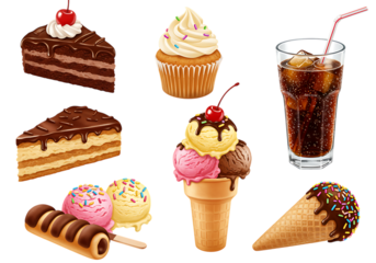 Delicious assortment of desserts isolated on transparent background, perfect for any occasion