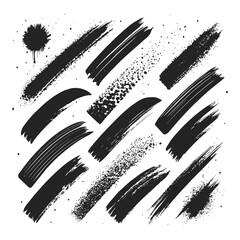 set of grunge brush strokes and ink splashes vector illustration