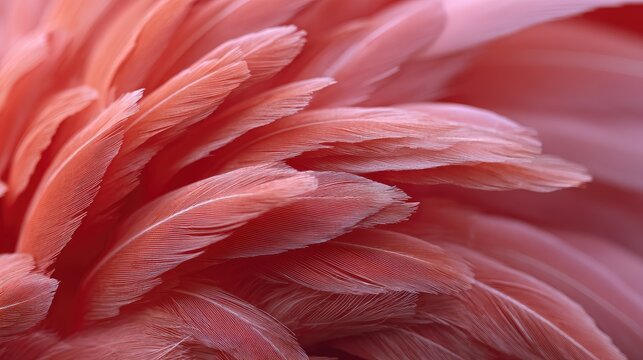 Detailed view of pink feathers creating a soft texture background design - Powered by Adobe