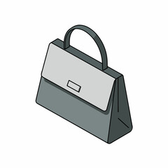 Isometric Handdrawn Style Classic Handbag Fashionable Accessory Female Elegant Illustration