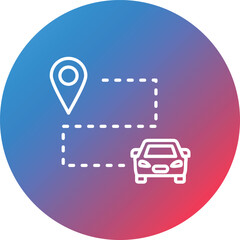 Route Line Gradient Circle Background Icon