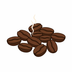 Simple Handdrawn Coffee Bean Pile with Smoke Isolated Illustration