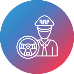 Taxi Driver Line Gradient Circle Background Icon