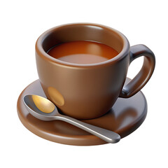 3D Coffee Cup with Spoon PNG