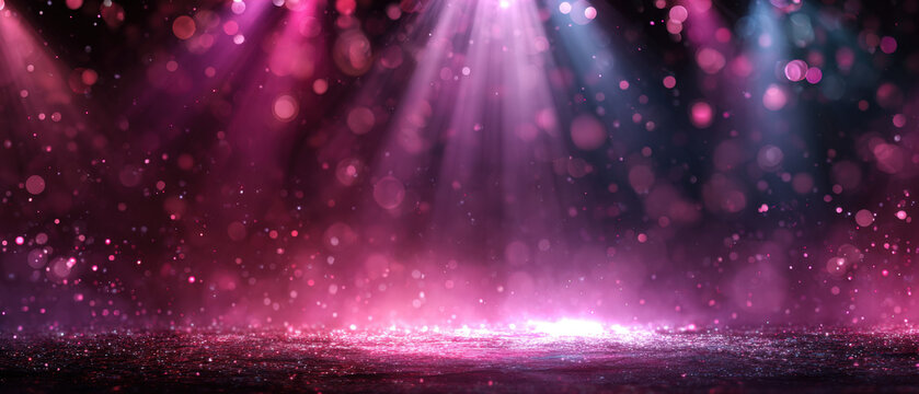 Vibrant magenta to indigo gradient background with soft bokeh stage lights - Powered by Adobe