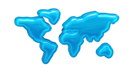 Fototapeta premium Glowing world map blue neon abstract digital continents modern futuristic illustration isolated transparent background