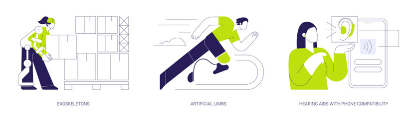 Human augmentation isolated cartoon vector illustrations se