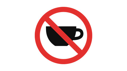 Clear warning symbol indicating no coffee or caffeine consumption allowed anywhere