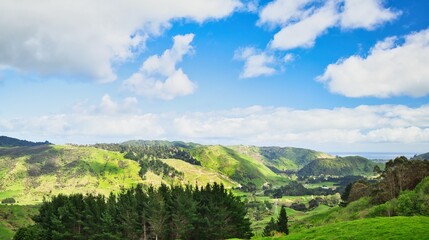 Obraz premium Akatarawa Hill Top Lookout Valley