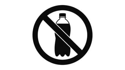 Plastic bottle prohibition symbol, promote eco-friendly habits and sustainability