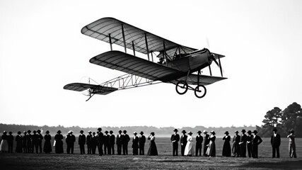Vintage biplane takes flight over enthralled crowd in historic event