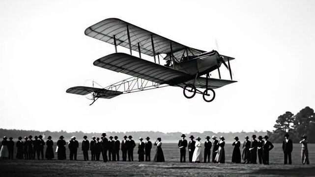 Vintage biplane takes flight over enthralled crowd in historic event