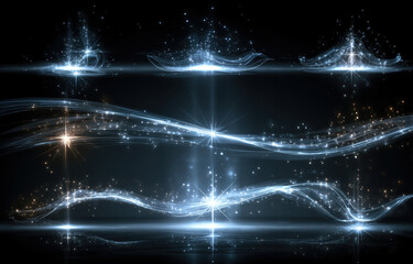 Fototapeta premium Abstract glowing light effects with white sparks and sparkles on transparent background