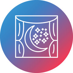 Moon Viewing Ceremony Line Gradient Circle Background Icon