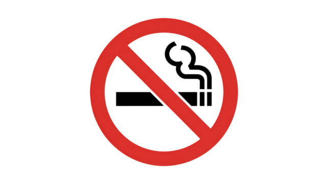 Clear no smoking symbol indicating health warning and prohibition for public spaces - Powered by Adobe