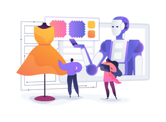 AI-Predictive AI-Powered Fashion Design Assistance abstract concept vector illustration.