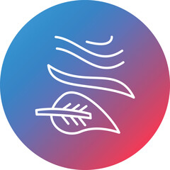 Leaf Fluttering in Wind Line Gradient Circle Background Icon