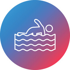 Person Swimming Line Gradient Circle Background Icon