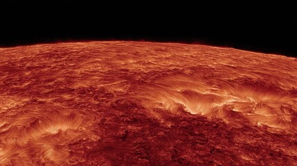 Fiery celestial body close up on a dark background vibrant solar surface