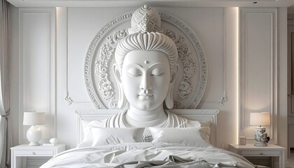 Luxurious 3d goddess wall art in elegant modern bedroom high resolution image