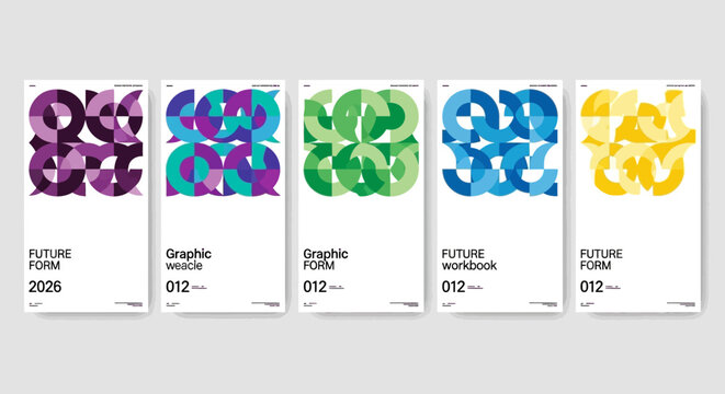 Minimalist Geometric Circle Shape Pattern Poster Design Template Collection