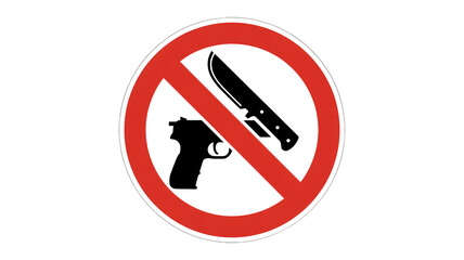 Warning symbol prohibiting firearms and knives, promoting safety and security