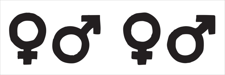 Male and Female Gender Symbols Black Icons Set Isolated on White © Farvez