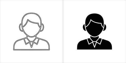 Outline and silhouette of a man with short hair