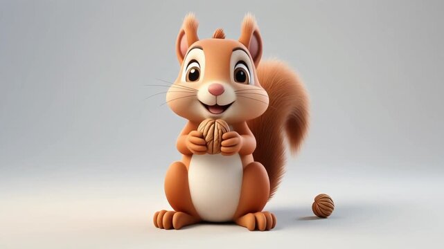 3D Squirrel Eating Nut Animation