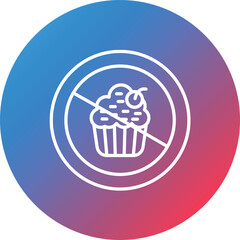 No Food Line Gradient Circle Background Icon