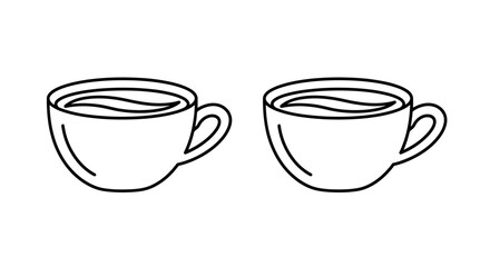 Simple line drawing illustration of two coffee cups side by side