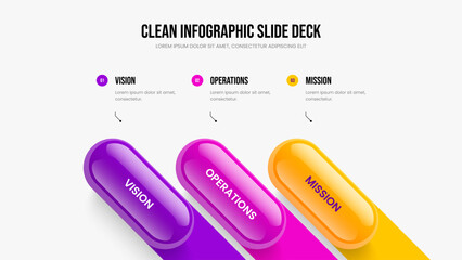 Professional Planning 3 Step Infographic Presentation Design. Consulting Insight Frame Template Vector Illustration. Investor Solution Three Element Diagram Slideshow Layout.
