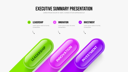 Business Insight 3 Step Diagram Presentation Template. Sales Briefing Three Option Infographic Slideshow Design. Market Introduction Slide Layout Vector Illustration.