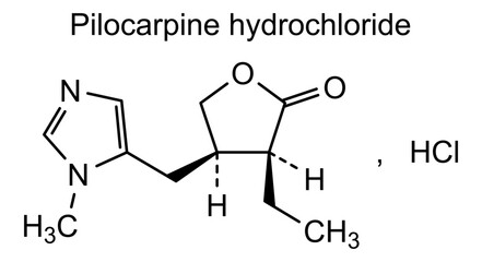 Pilocarpine hydrochloride, chemical structure of pilocarpine hydrochloride, drug substance