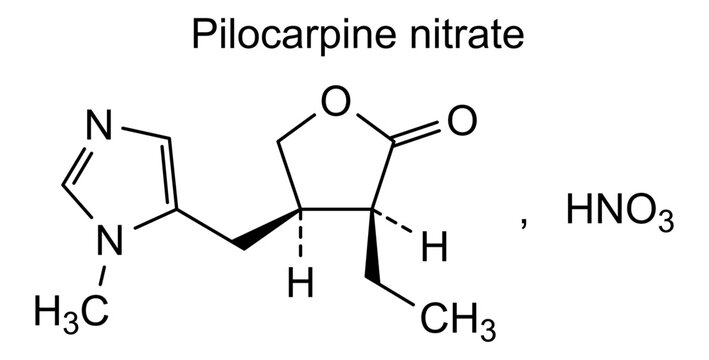 Pilocarpine nitrate, chemical structure of pilocarpine nitrate, drug substance
