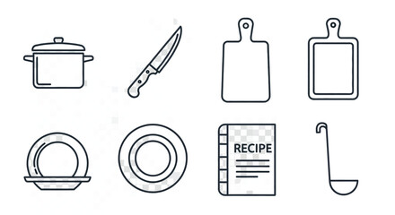 Cooking icons representing culinary arts and recipes