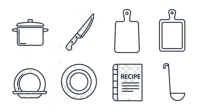 Cooking icons representing culinary arts and recipes - Powered by Adobe