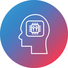 Human Processor Line Gradient Circle Background Icon