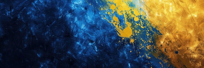 Abstract yellow and blue background with artistic paint texture for Bosnia and Herzegovina National Day. Horizontal banner layout with copy space, free space for text