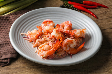Shrimp cocktail with salad and sauce