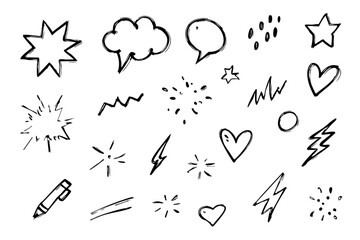 Hand Drawn Check Mark & X Icon Set - Sketch Doodle Tick Box Vector Illustration
