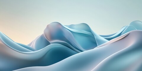 Serene Waves of Aquamarine A Dreamy Abstract Composition of Gentle Fluid Forms and Subtle Tones